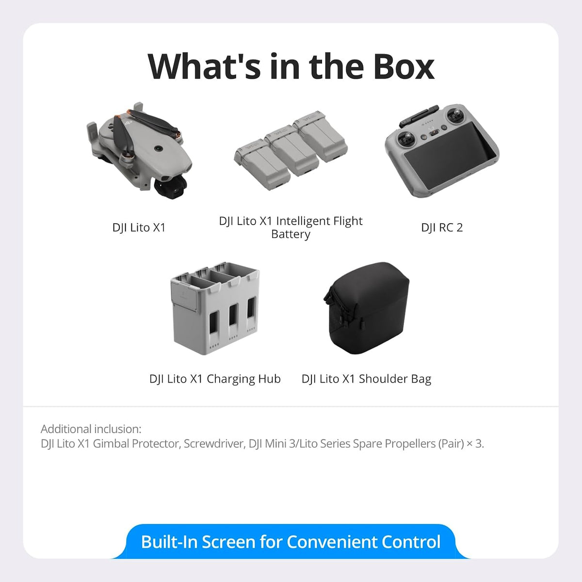 DJI Lito X1 Fly More Combo (DJI RC 2), 4K Camera Drone for Beginners