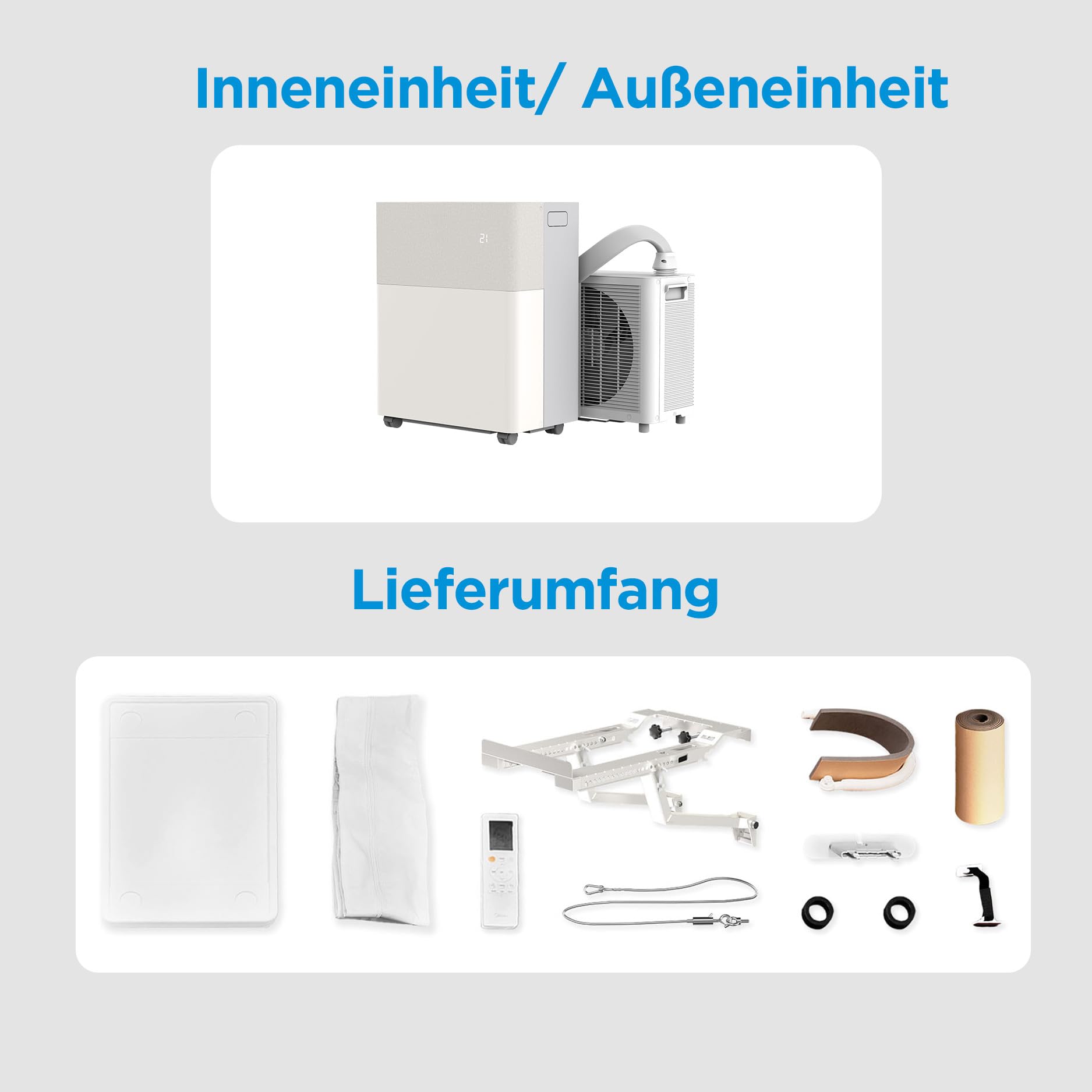 Midea PortaSplit-E Mobile Air Conditioner, Cooling A++/Heating A+