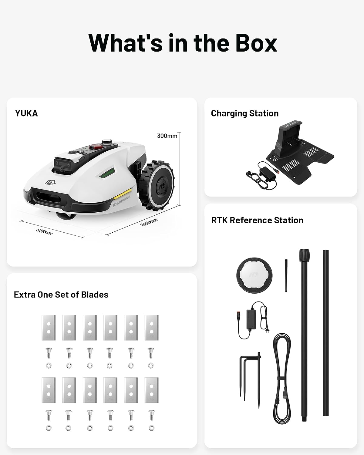 MAMMOTION YUKA 3000 Robot Lawn Mower, Perimeter Wire free,Recommended 3000 m, Max.4000 m,Equipped with Ultrasense Al vision, Handles 45% slopes Cutting Heights 20-90mm, Automatic Mapping