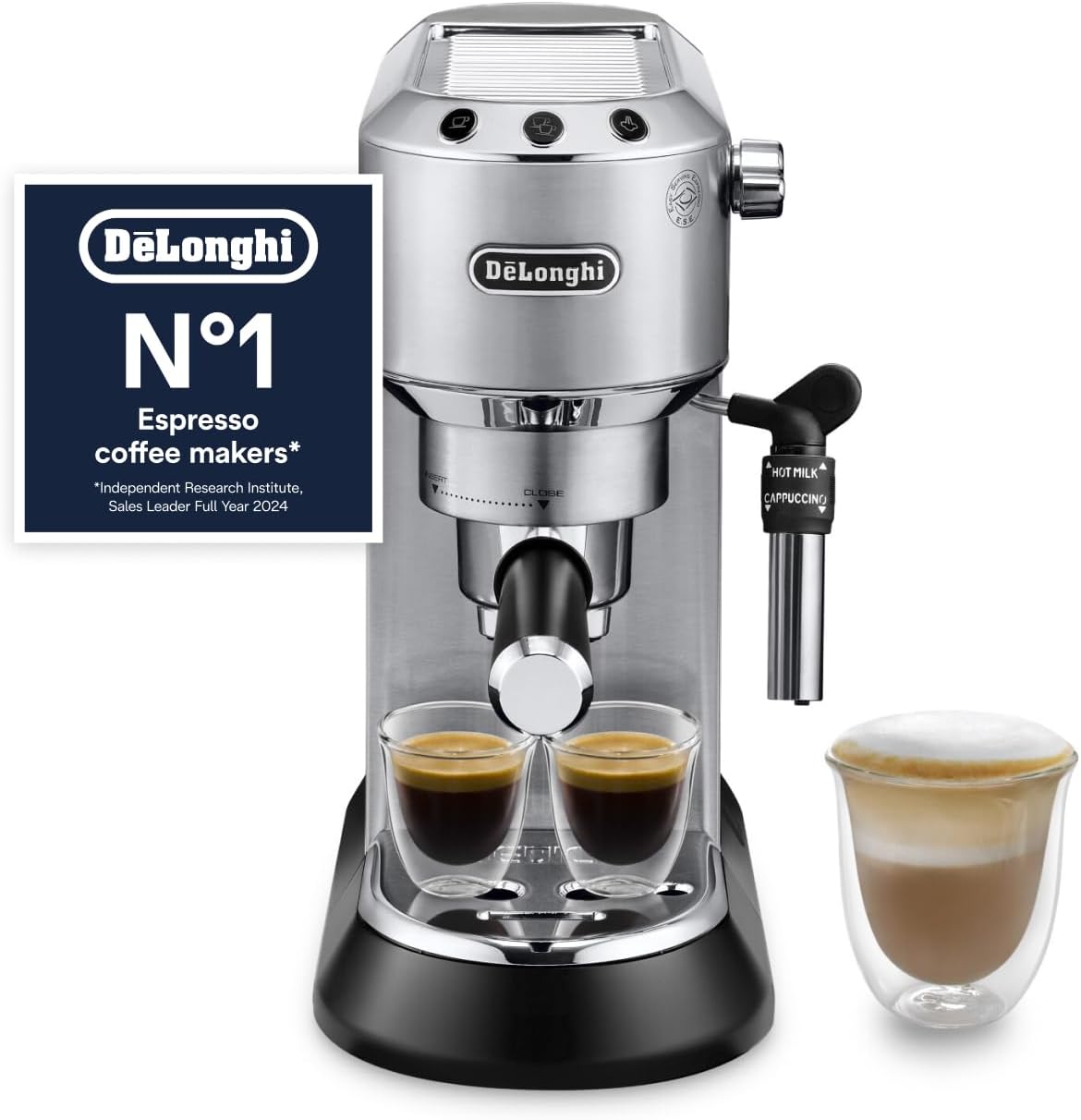 De'Longhi Dedica Style - Manual Espresso Machine Manual Milk Frother Metal