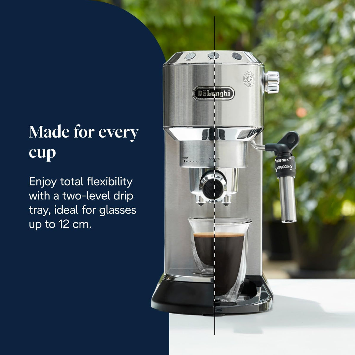 De'Longhi Dedica Style - Manual Espresso Machine Manual Milk Frother Metal
