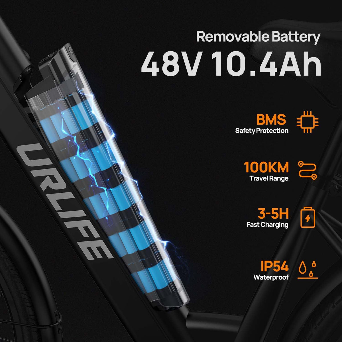 URLIFE 26" Electric Bikes for Adults, Mountain Bike with LCD Display, Removable Battery 250W Powerful Motor, 7-Speed Derailleur 80KM Max Range Ebike Commute MTB