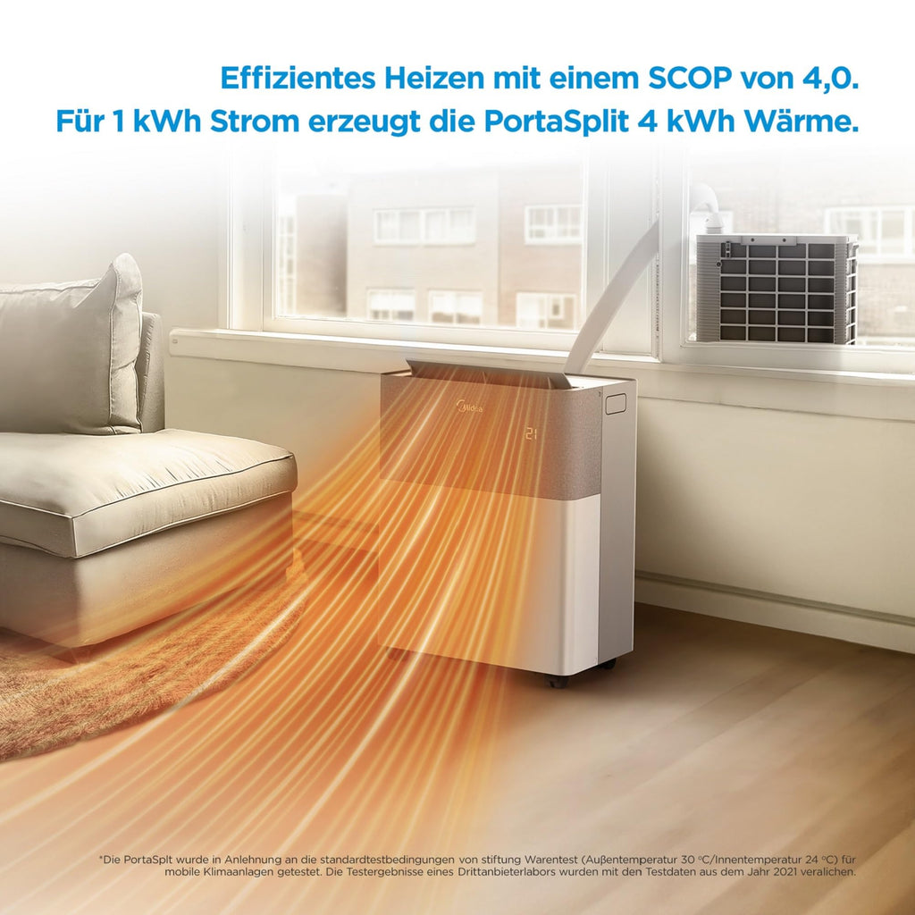 Midea PortaSplit-E Mobile Air Conditioner, Cooling A++/Heating A+