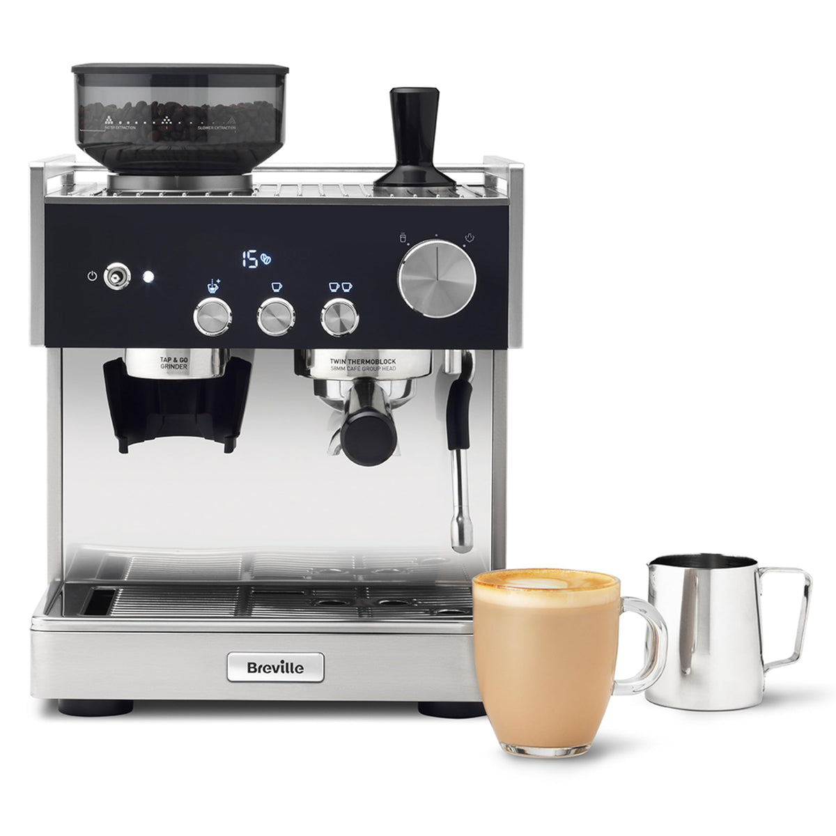 Breville Barista Sense Espresso Machine | Bean to Cup Coffee Maker with Integrated Coffee Grinder & Milk Frother | TempSense Steam Wand | 15 Bar Italian Pump | Black [VCF187]