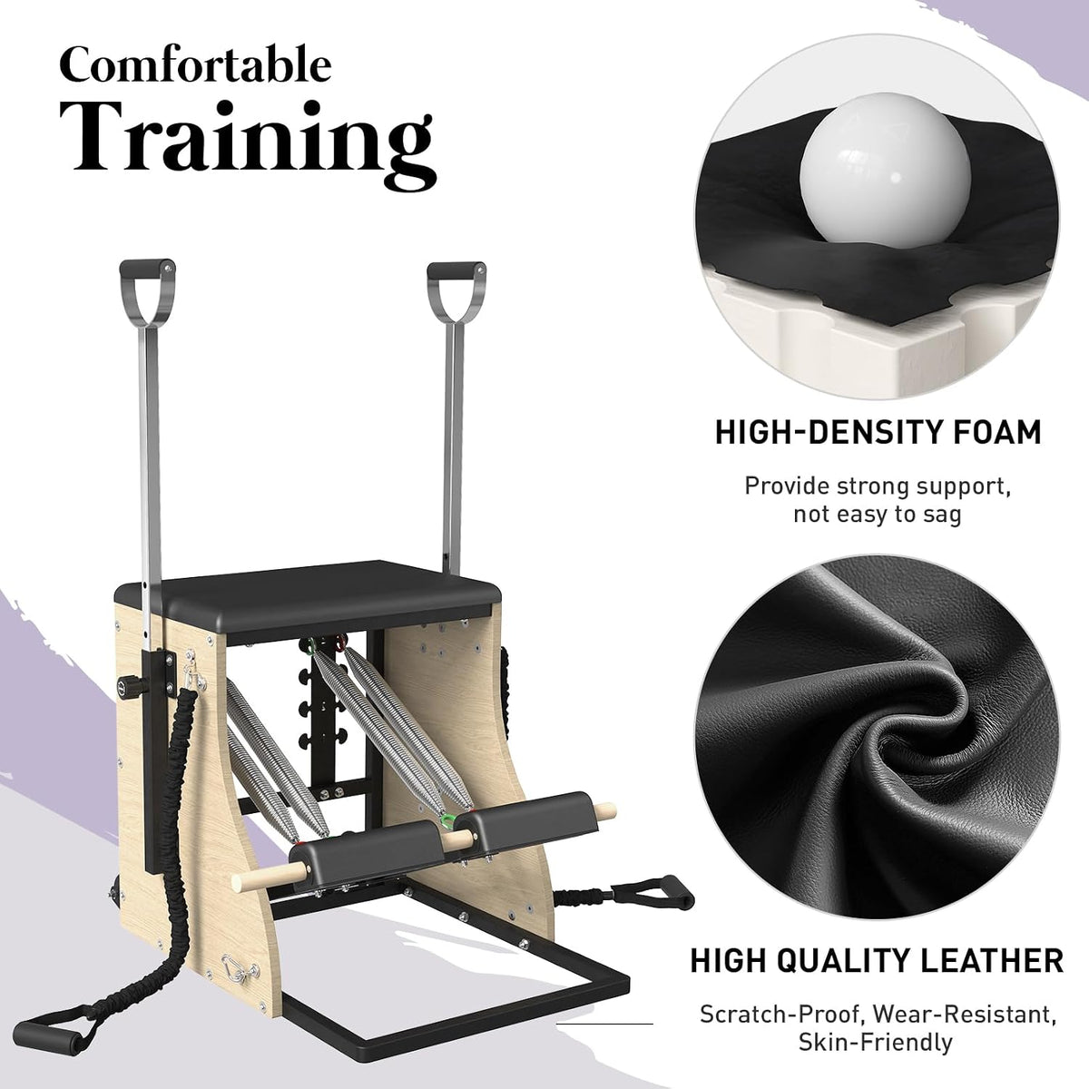 PAETA Pilates Combo Chair,Pilates Chair,Wunda Chair with Resistance Bands, Handles, and Split Pedals, Professional Yoga Chair Pilates Machine for Home and Studio Use
