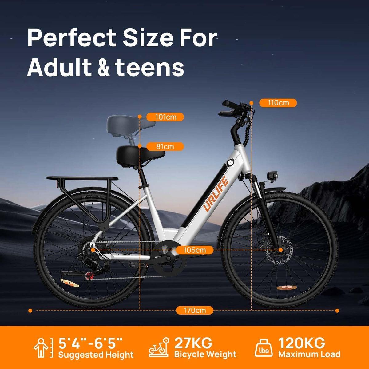 URLIFE 26" Electric Bikes for Adults, Mountain Bike with LCD Display, Removable Battery 250W Powerful Motor, 7-Speed Derailleur 80KM Max Range Ebike Commute MTB