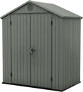 Keter Darwin 6x4ft Double Door Garden Shed – Green | Evotech Wood-Effect Composite | Weatherproof Outdoor Storage for Tools, Bikes & Equipment | Skylight, Ventilation & Heavy-Duty Floor