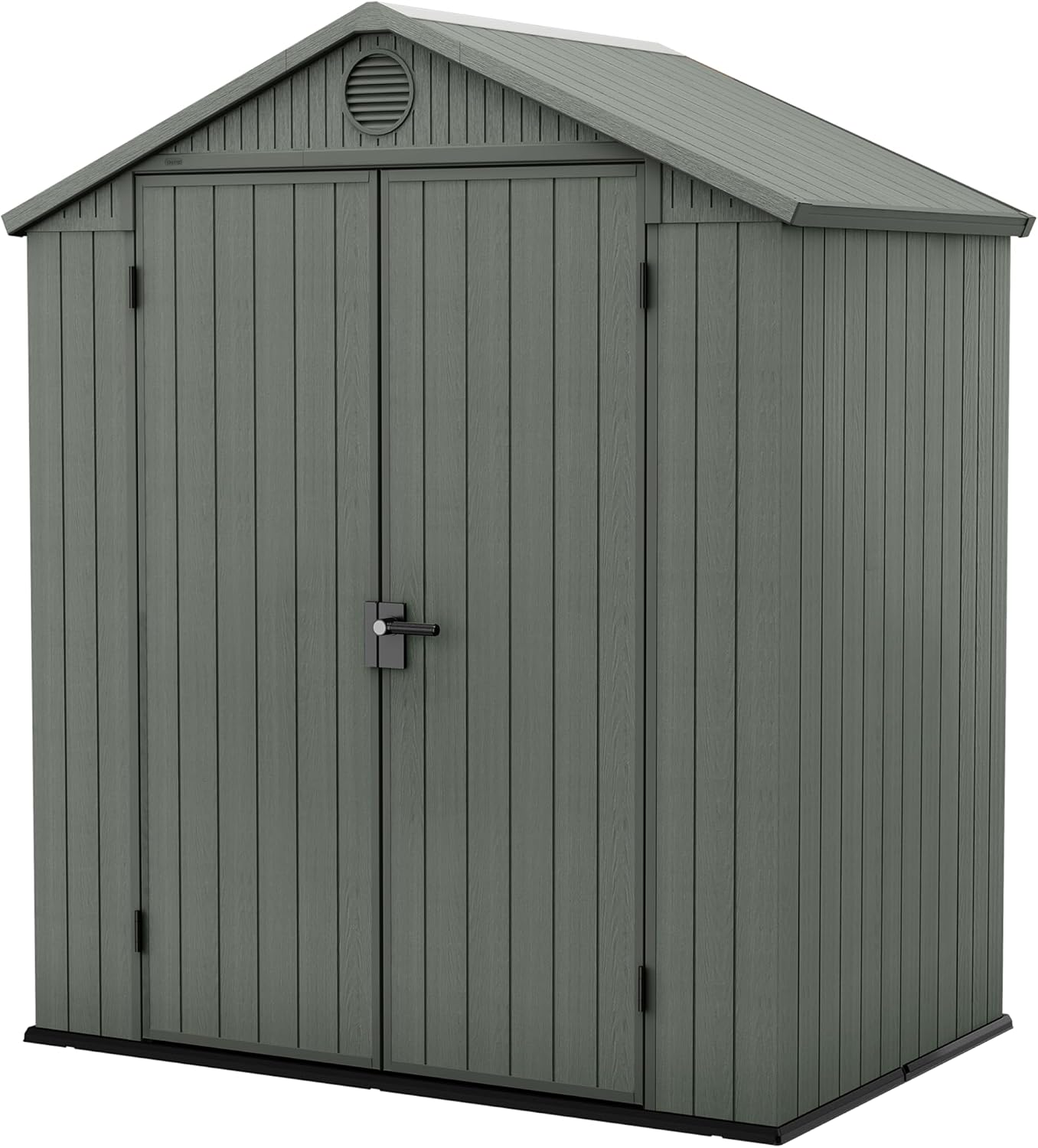 Keter Darwin 6x4ft Double Door Garden Shed – Green | Evotech Wood-Effect Composite | Weatherproof Outdoor Storage for Tools, Bikes & Equipment | Skylight, Ventilation & Heavy-Duty Floor