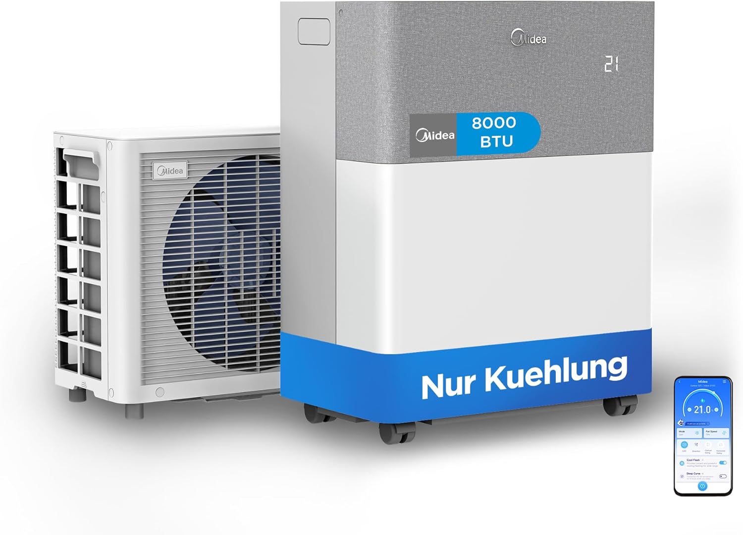 Midea Portasplit Cool Mobile Air Conditioner, cooling only, A++, 8,000 BTU, 2.3 kW