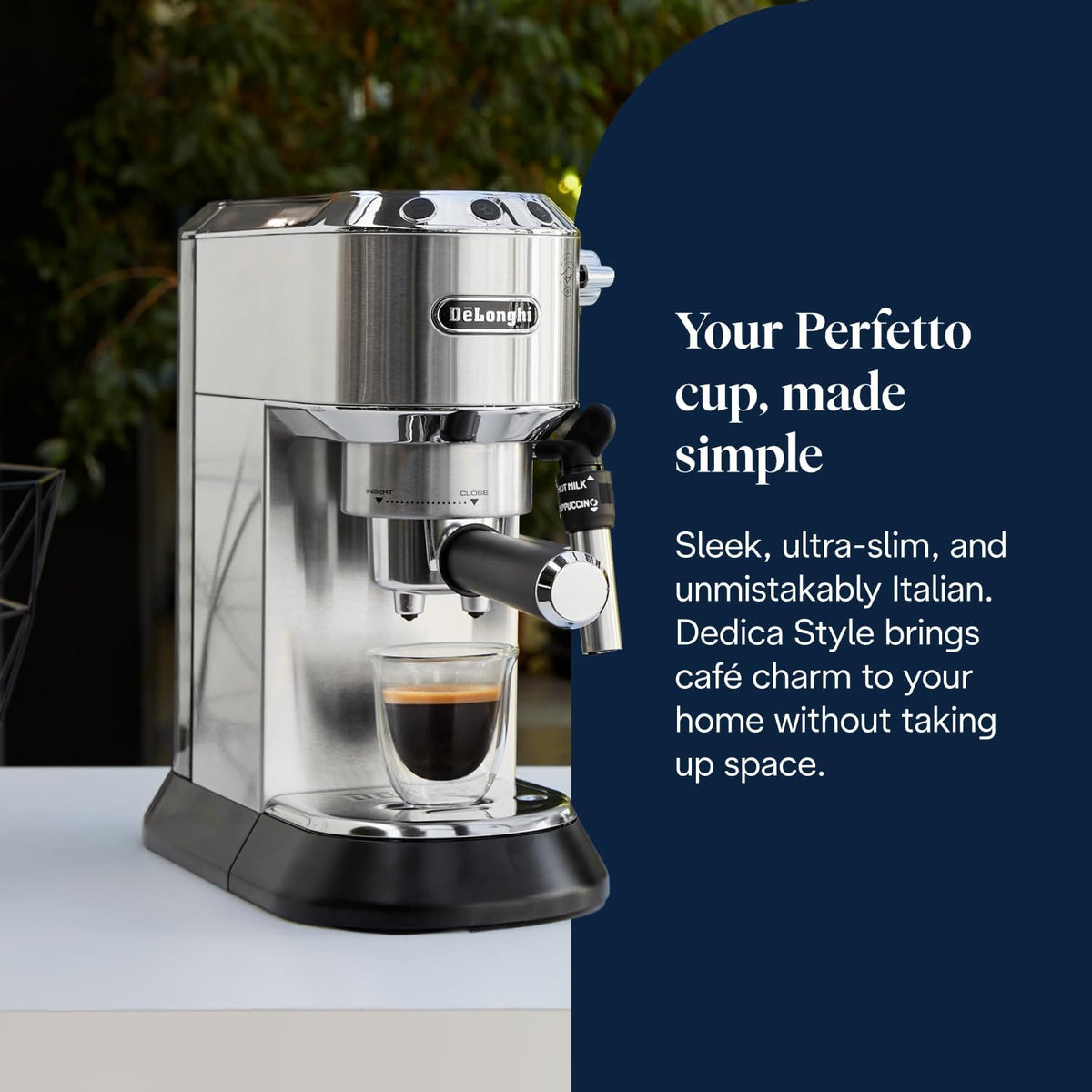 De'Longhi Dedica Style - Manual Espresso Machine Manual Milk Frother Metal