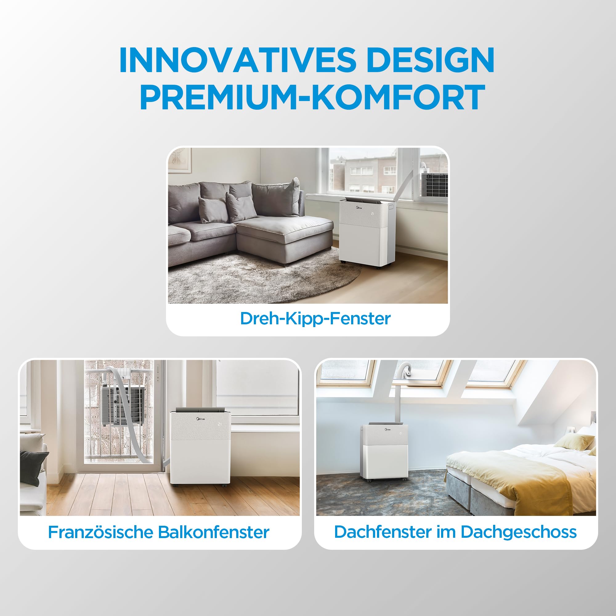 Midea PortaSplit-E Mobile Air Conditioner, Cooling A++/Heating A+
