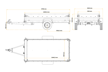 UNITRAILER Force 264 KIPP – Anhänger 2647×1260 mm, 750 kg zGG