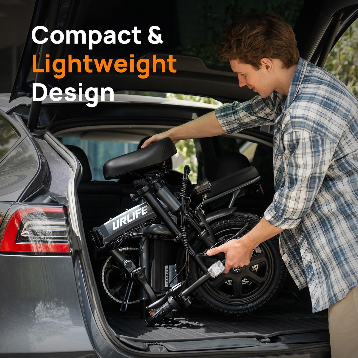 URLIFE 14" Electric Bike, Portable E-bike with 48V 7.5AH Removable Battery 250W Brushless Motor, 60 KM Max Range, Folding Ebike LCD Display, Electric Commuter Bicycle for Adults and Teens