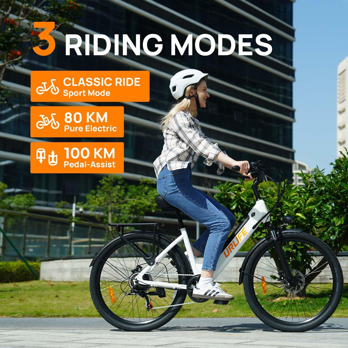 URLIFE 26" Electric Bikes for Adults, Mountain Bike with LCD Display, Removable Battery 250W Powerful Motor, 7-Speed Derailleur 80KM Max Range Ebike Commute MTB