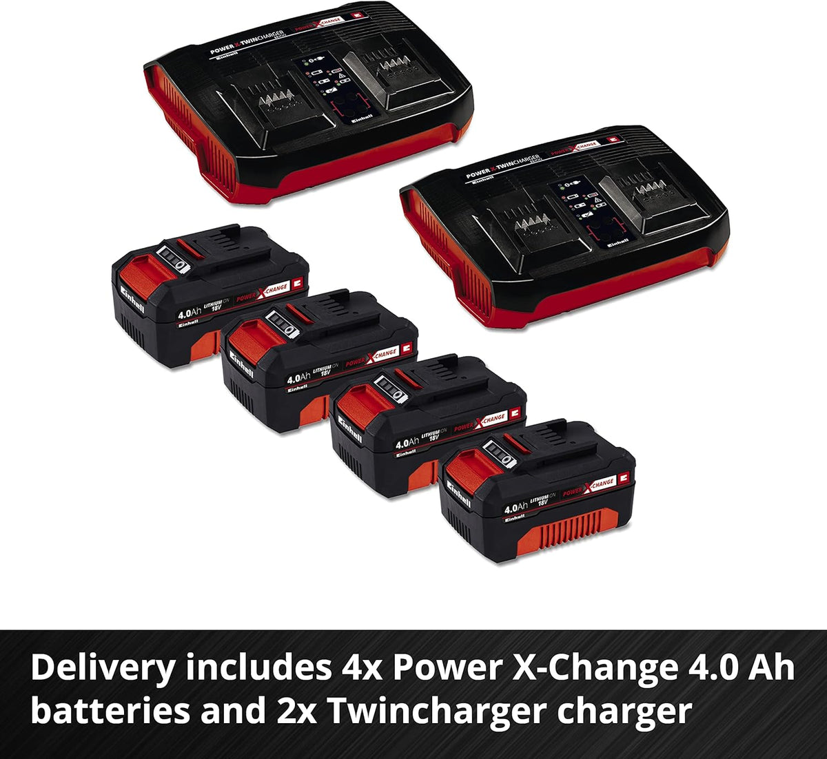 Einhell Cordless Lawnmower 47cm with Battery (x4) and Twin-Charger (x2) 36V