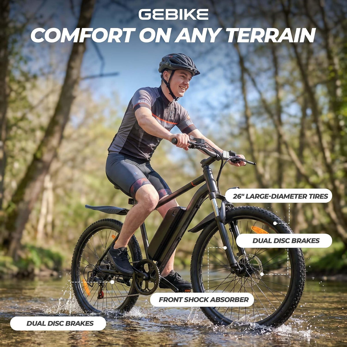 Electric Bike for Adults, 26" Ebike with 36V 13Ah Battery, Up to 90KM Range