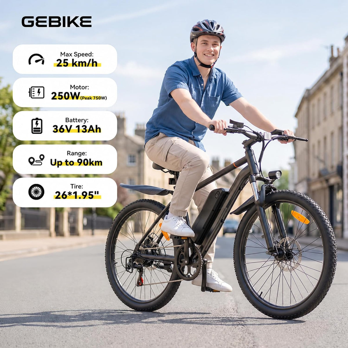 Electric Bike for Adults, 26" Ebike with 36V 13Ah Battery, Up to 90KM Range