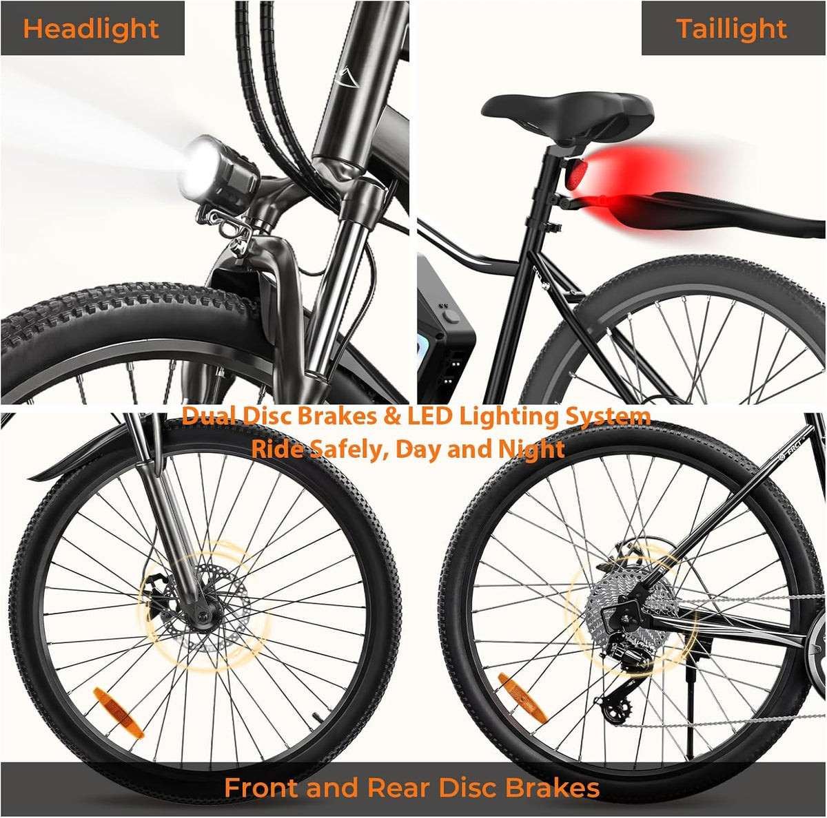 Finbike 26in Electric Bikes for Adults, 100KM Range, APP and USB Charging