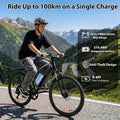 Finbike 26in Electric Bikes for Adults, 100KM Range, APP and USB Charging