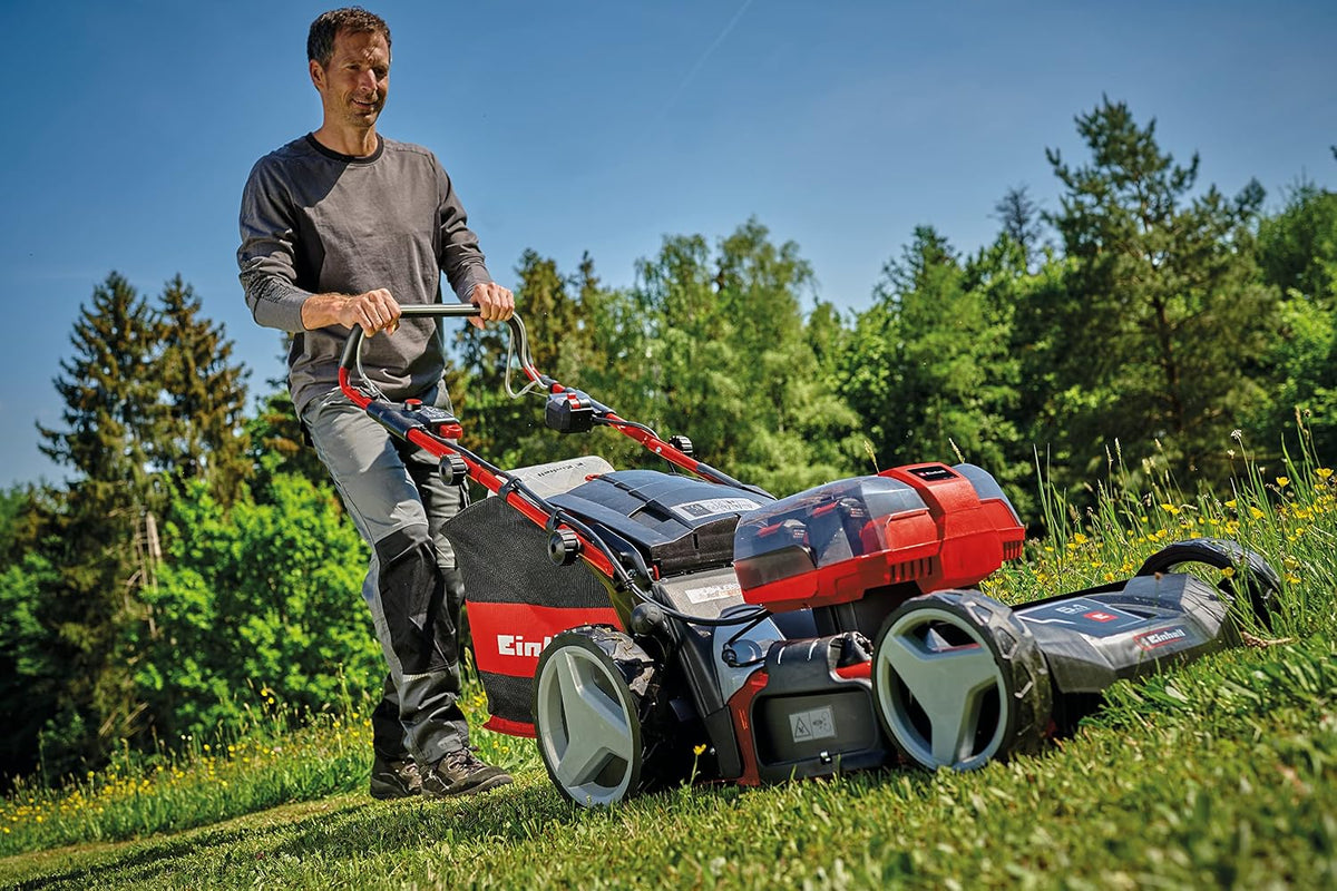 Einhell Cordless Lawnmower 47cm with Battery (x4) and Twin-Charger (x2) 36V