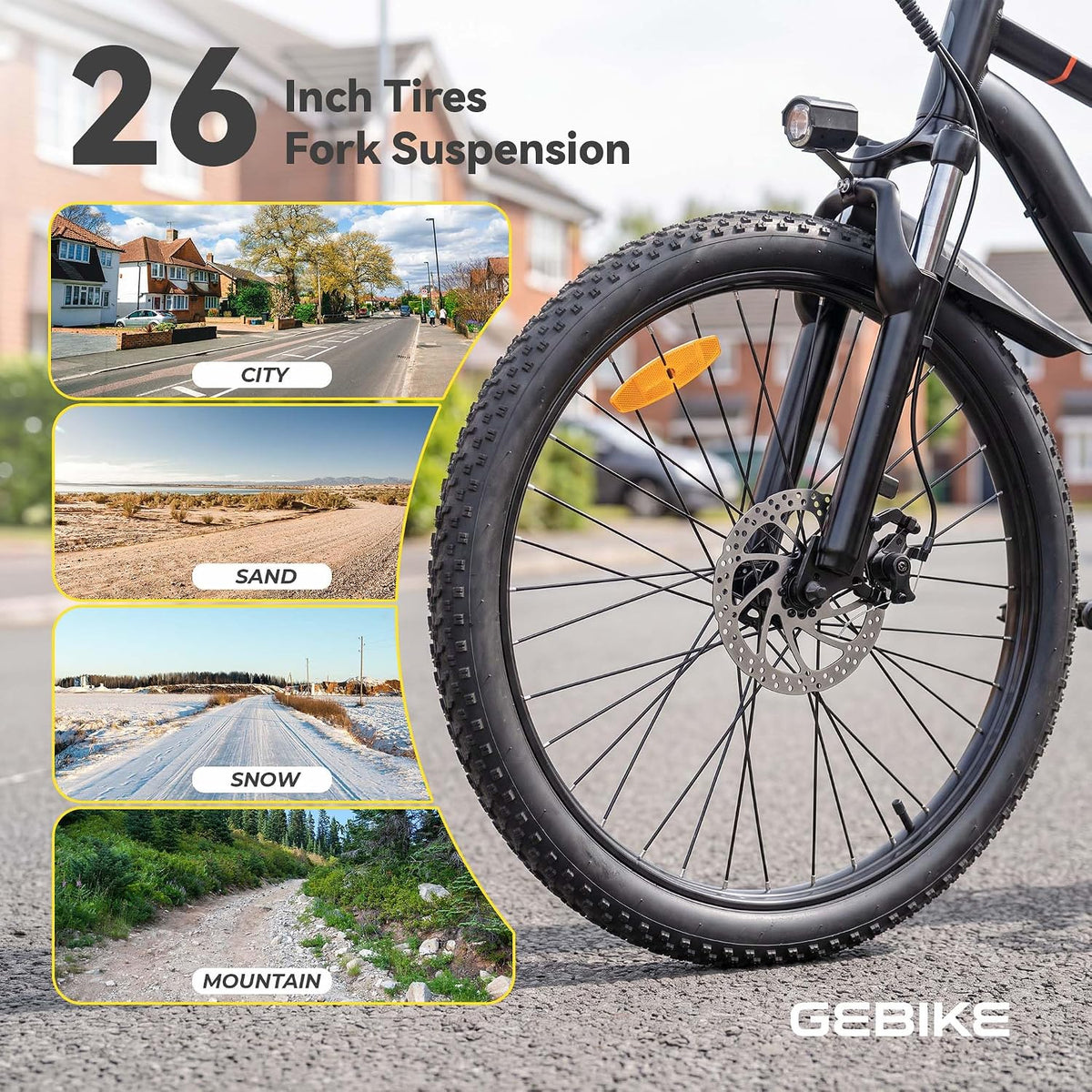 Electric Bike for Adults, 26" Ebike with 36V 13Ah Battery, Up to 90KM Range